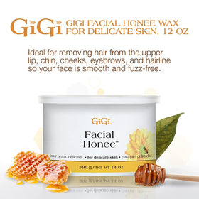 GIGI Facial Honee Wax 14 oz can with honey extract details