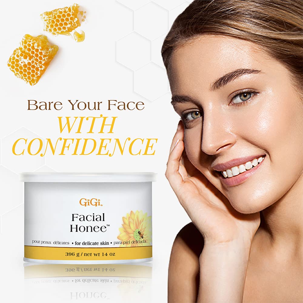 GIGI Facial Honee Wax application with muslin strips