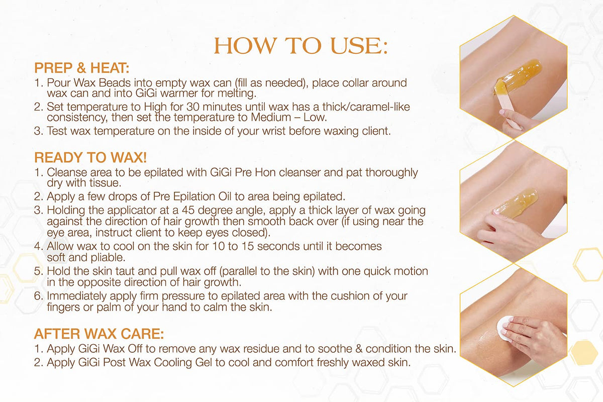 GIGI Golden Honee Hard Wax Beads in use on skin