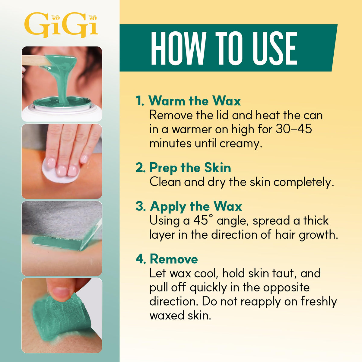 GIGI Hard Wax Beads displayed with waxing tools