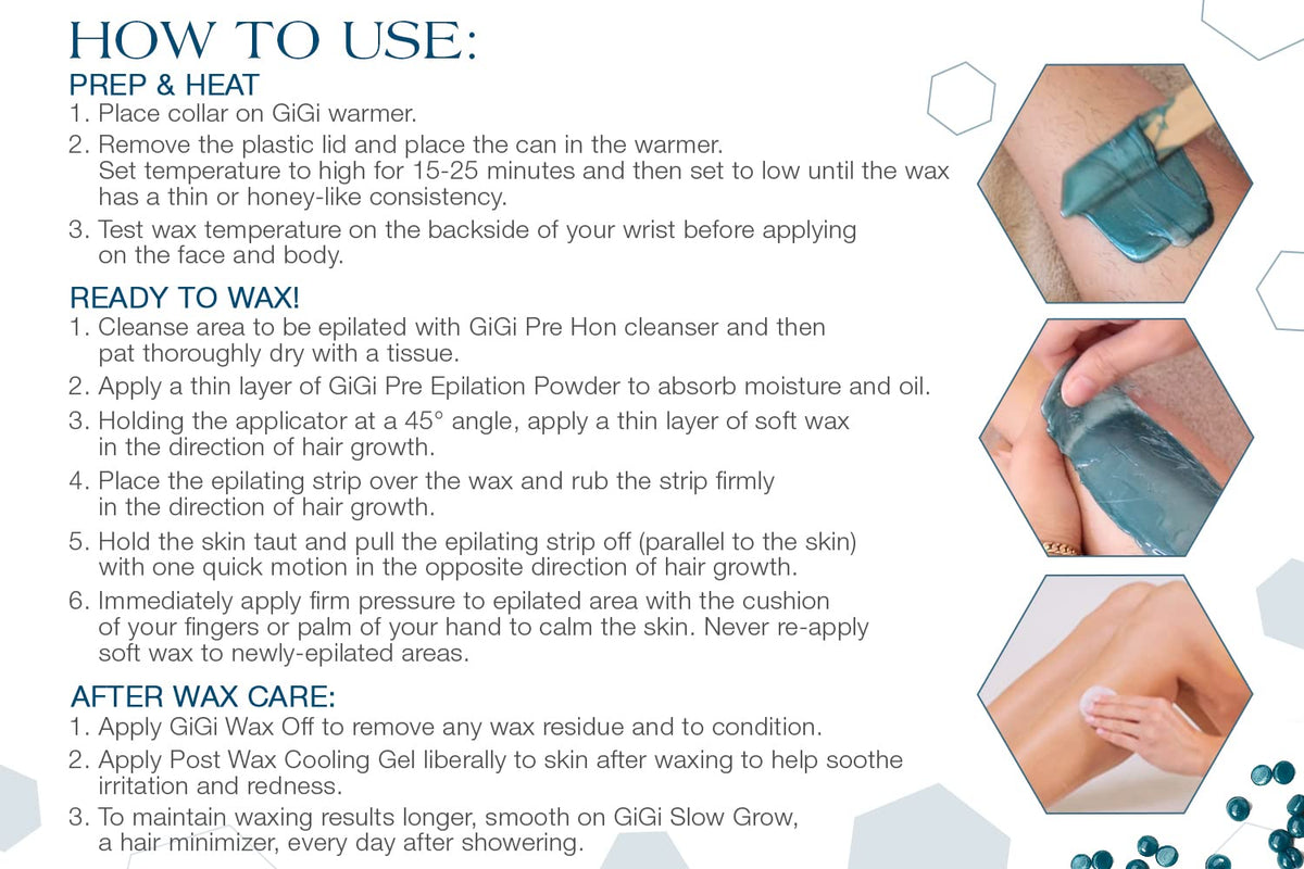 GIGI Hard Wax Beads with waxing tools