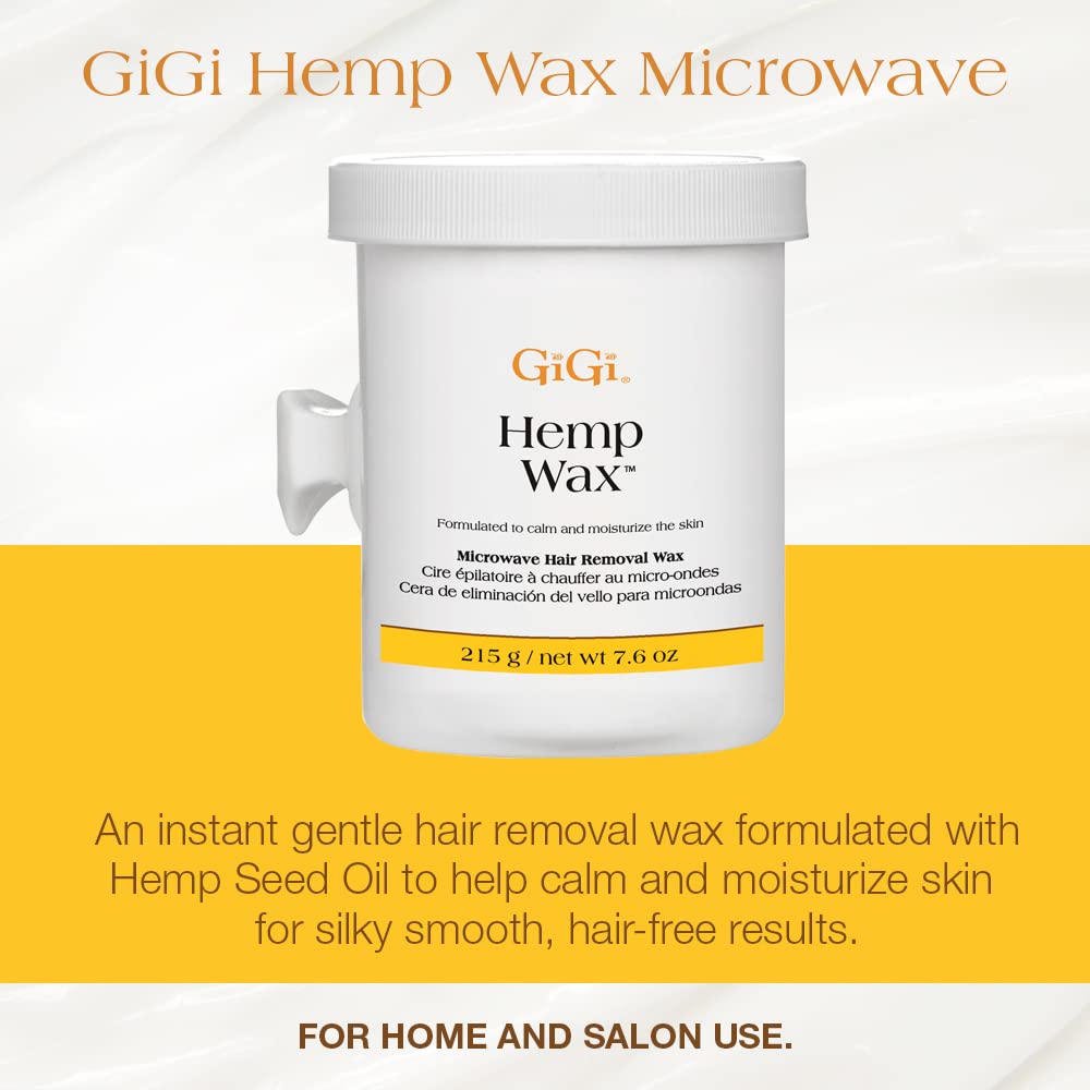 GIGI Hemp Wax Microwave 7.6 oz back view showing ingredients