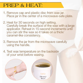GIGI Hemp Wax Microwave 7.6 oz in use with epilating strips