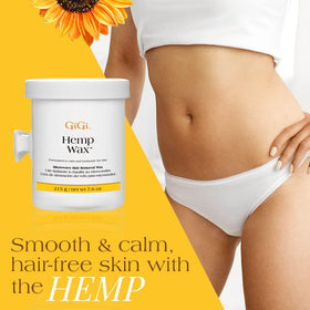 GIGI Hemp Wax Microwave 7.6 oz side view with wax texture