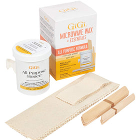 GIGI Microwave Wax Kit front view with 8oz tub and applicators