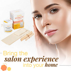 GIGI Microwave Wax Kit showing muslin strips and wax tub
