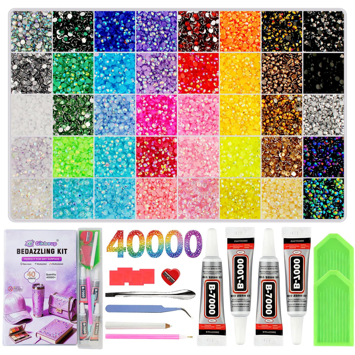 Gikboup 40,000-Piece Bedazzling Kit with assorted rhinestones