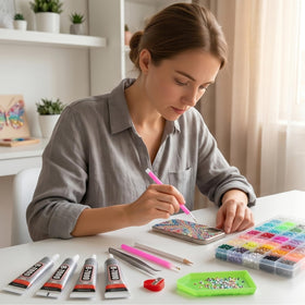 Gikboup bedazzling kit with heart sharpener and glue pads