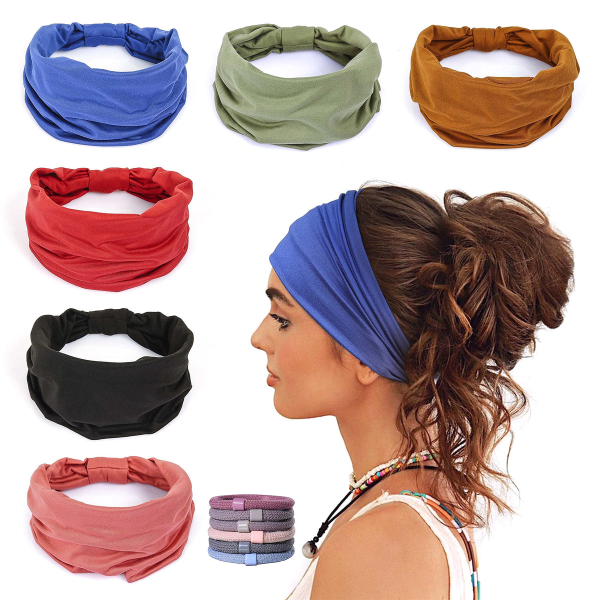 GiLi 6 pack wide headbands for women in various colors