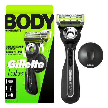 Gillette Body + Intimate Razor front view with ergonomic handle