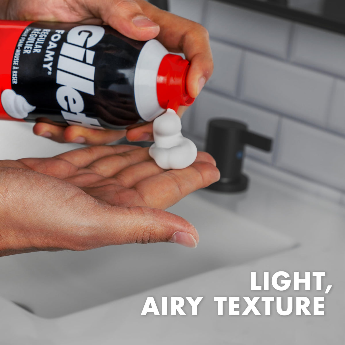 Gillette Foamy Regular Shaving Cream creamy lather close-up