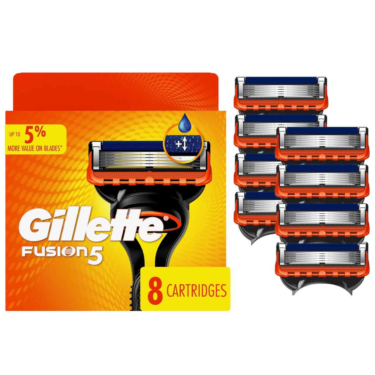 Gillette Fusion5 men's razor blade refills 8 count packaging