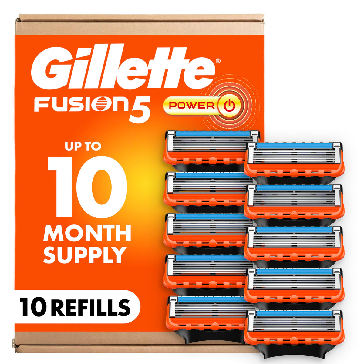 Gillette Fusion5 Power razor blade refills 10 count front view