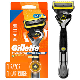 Gillette Fusion5 ProGlide Shield Razor front view with FlexBall handle