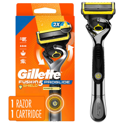 Gillette Fusion5 ProGlide Shield Razor front view with FlexBall handle
