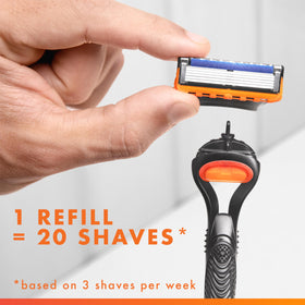 Gillette Fusion5 Razor in lifestyle setting with shaving gel