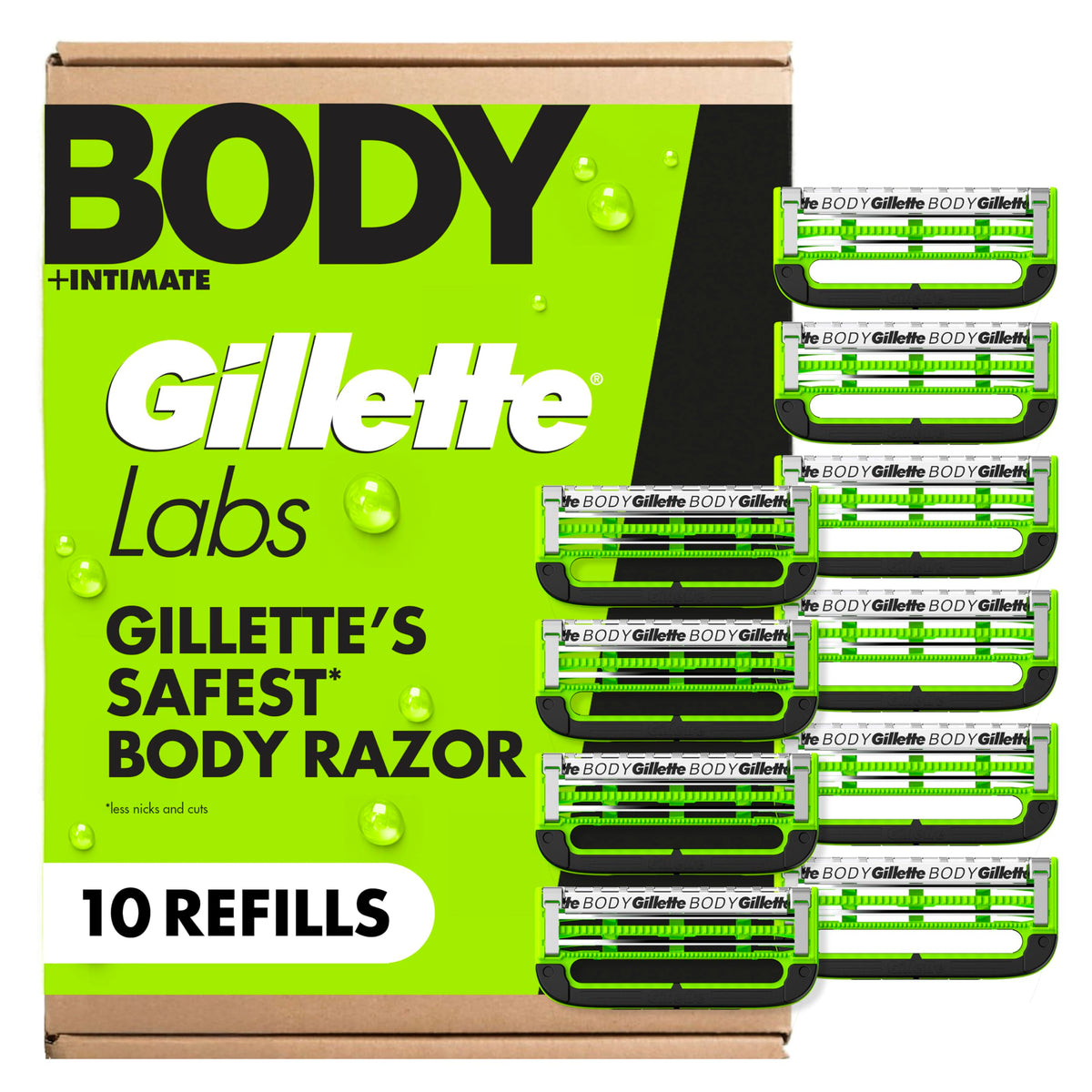 Gillette Labs Body + Intimate Razor Blades 10-pack front view