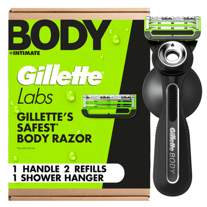 Gillette Labs Body + Intimate Razor front view with two blade refills
