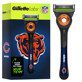 Gillette Labs NFL Bears Edition Shaving Razor front view with exfoliating bar