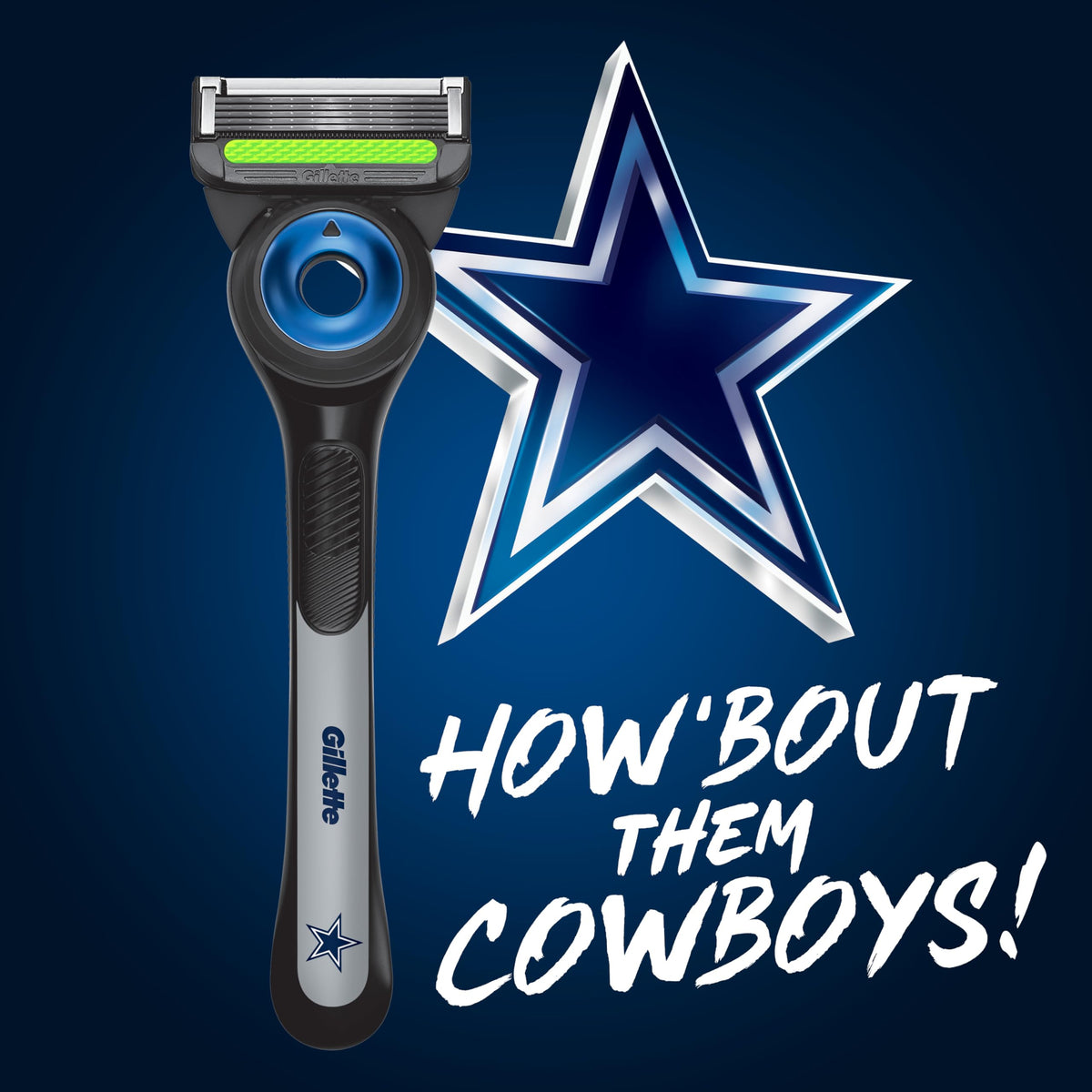 Gillette Labs NFL Cowboys Edition Razor with exfoliating bar close-up
