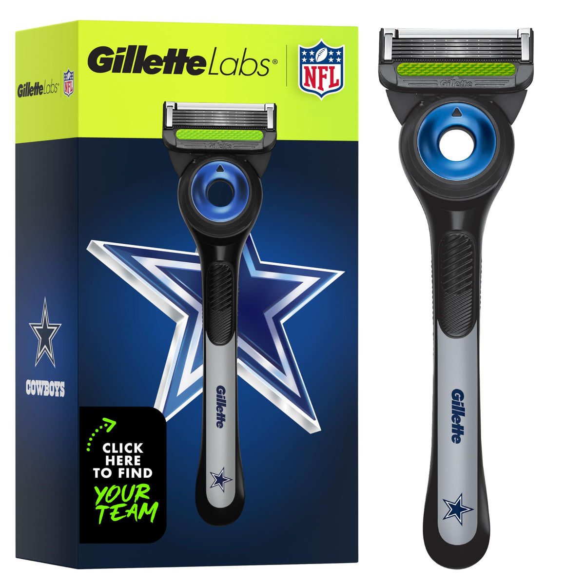 Gillette Labs NFL Cowboys Edition Shaving Razor front view
