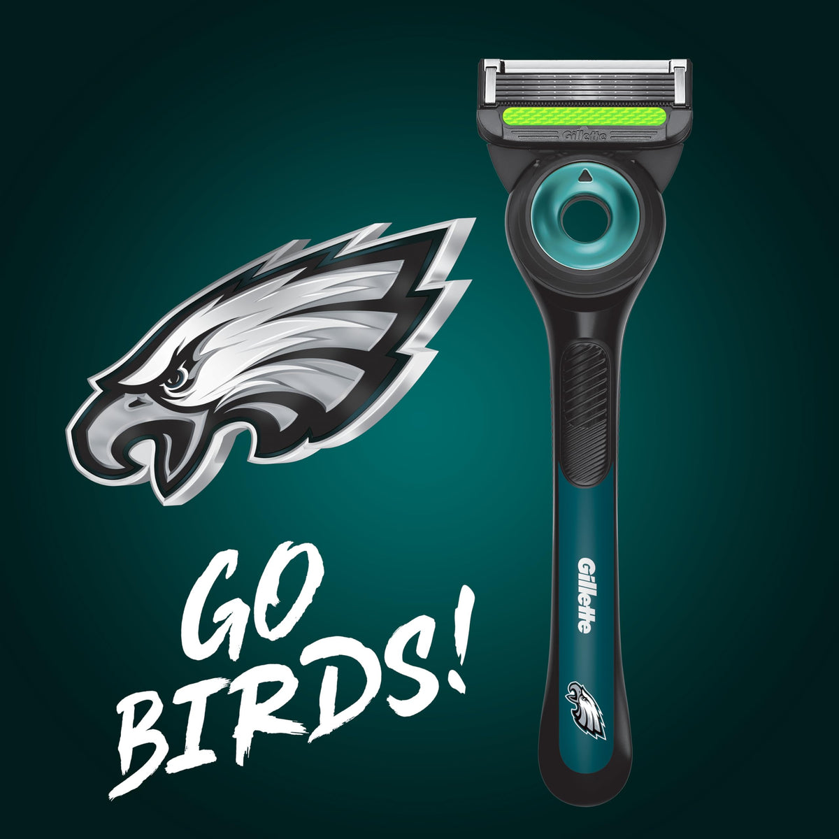 Gillette Labs NFL Eagles Edition Razor blades close-up