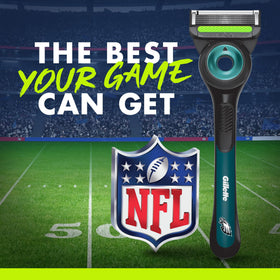 Gillette Labs NFL Eagles Edition Razor on a bathroom counter