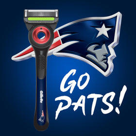 Gillette Labs NFL Patriots Edition Razor with exfoliating bar close-up