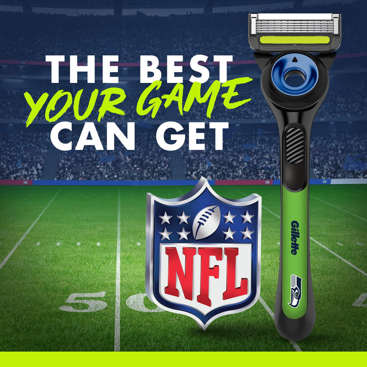 Gillette Labs Seahawks Edition Razor in lifestyle setting
