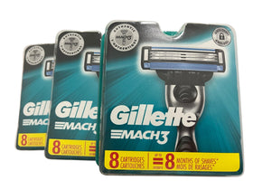 Gillette Mach 3 razor blade cartridges 24 count bulk pack front view