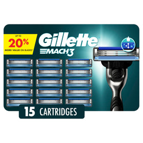 Gillette Mach3 Men's Razor Blades 15 Blade Refills front view