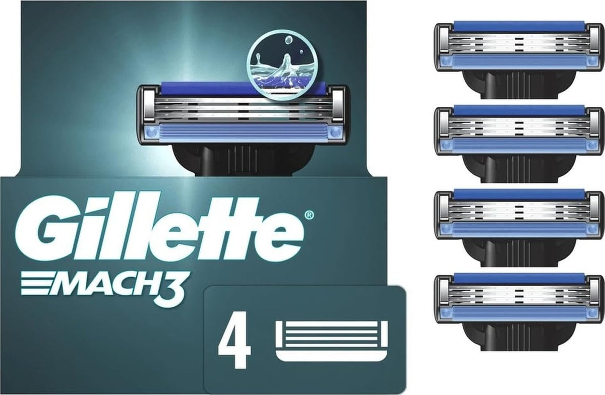 Gillette Mach3 Razor Refills 4 Blades front view