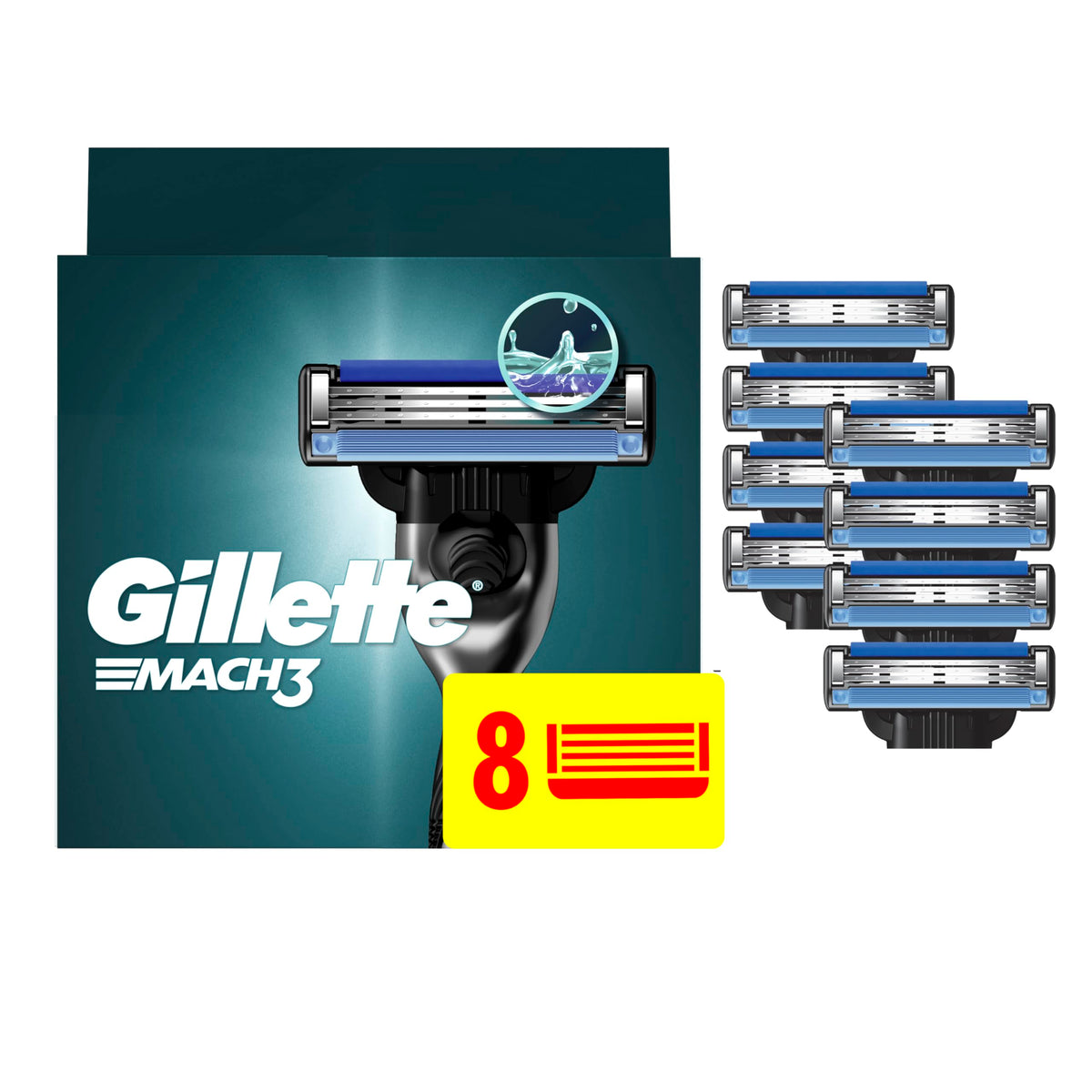 Gillette Mach3 Razor Refills 8 blades packaging front view