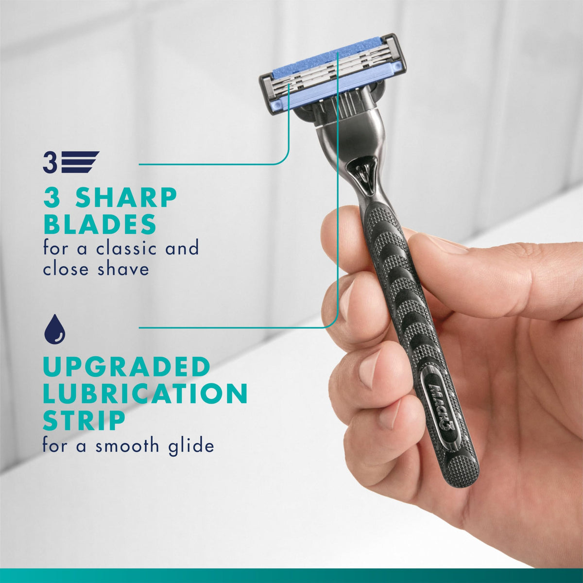 Gillette Mach3 Razor Refills side view displaying blade architecture