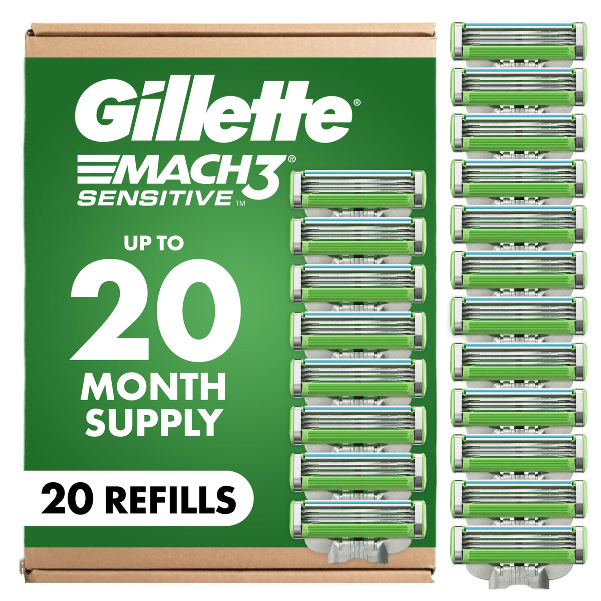 Gillette Mach3 Sensitive blade refills package front view