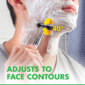 Gillette Mach3 Sensitive Disposable Razors in bathroom setting