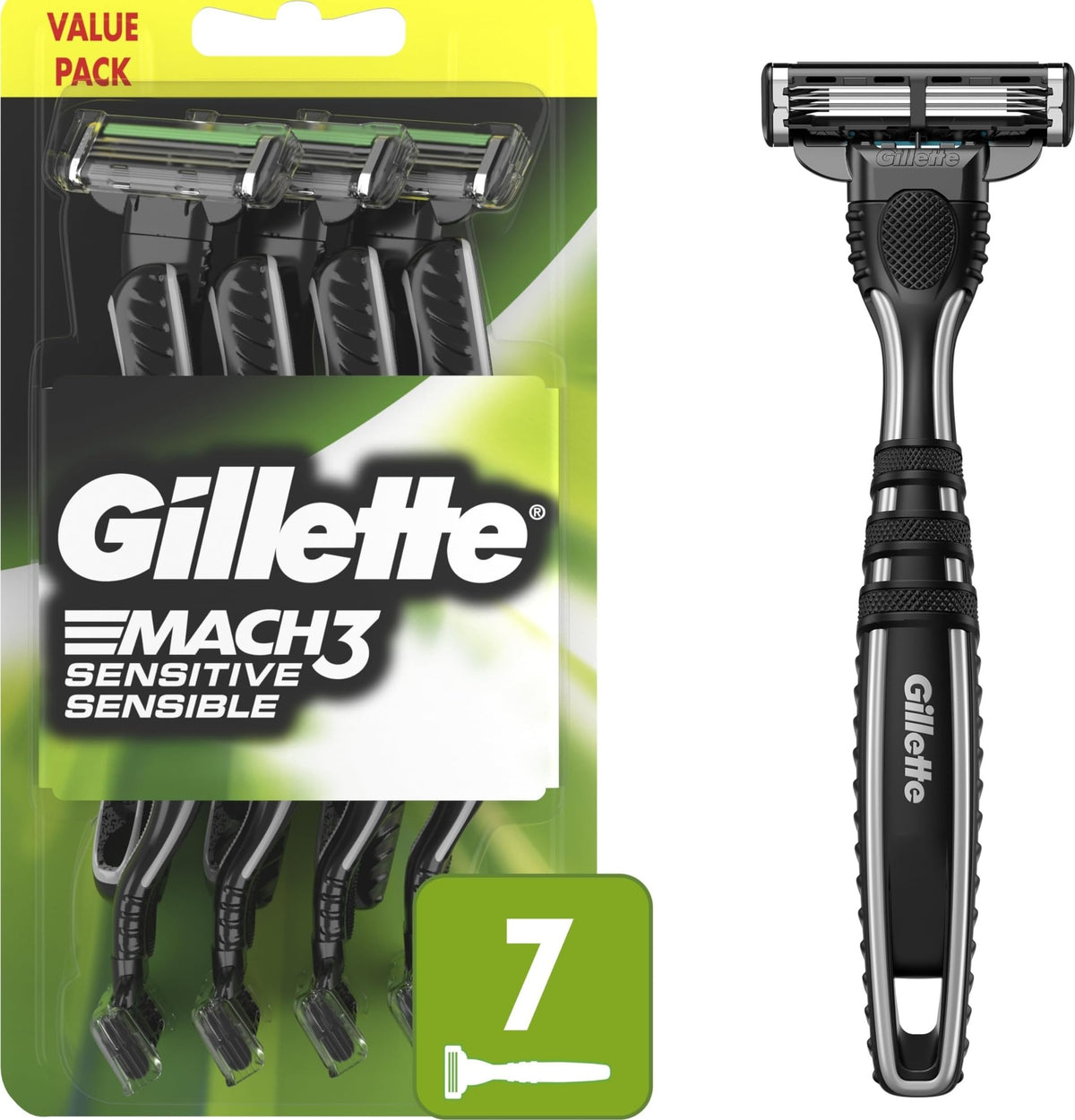 Gillette Mach3 Sensitive Disposable Razors pack front view
