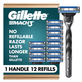 Gillette Mach3 Shaving Razor front view with 12 blade refills