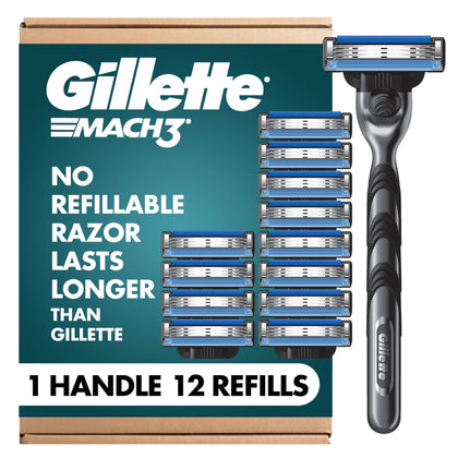 Gillette Mach3 Shaving Razor front view with 12 blade refills