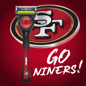 Gillette NFL 49ers Edition Razor side view showcasing blade