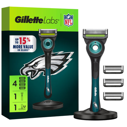 Gillette NFL Eagles Edition Shaving Razor front view with magnetic stand