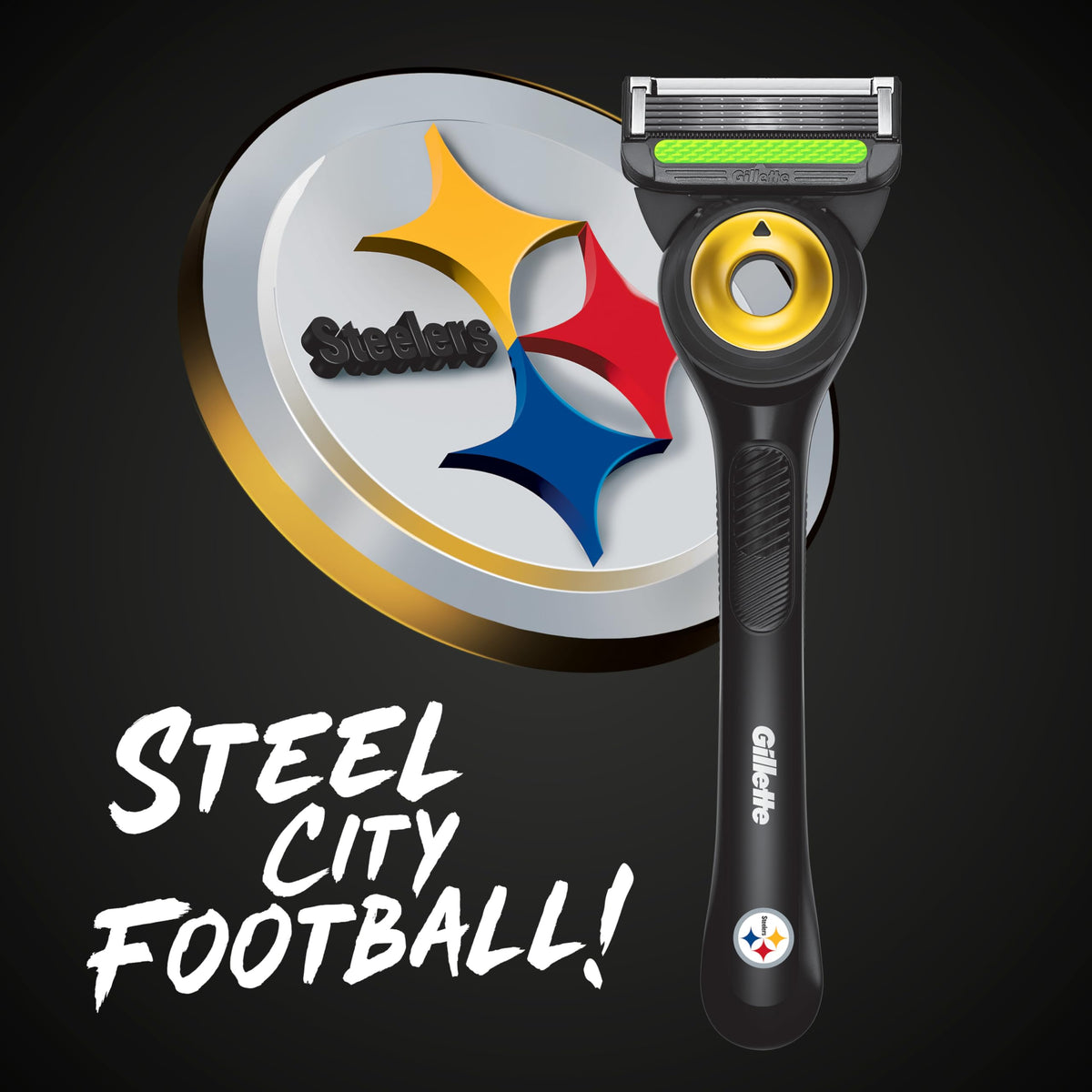 Gillette NFL Steelers Edition Razor handle and blades