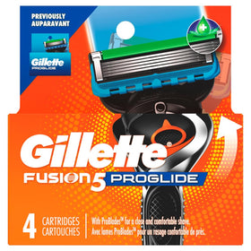 Gillette ProGlide razor blade next to a grooming kit