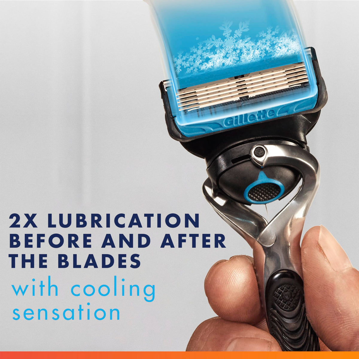 Gillette ProGlide Shield cartridge demonstrating lubrication strip