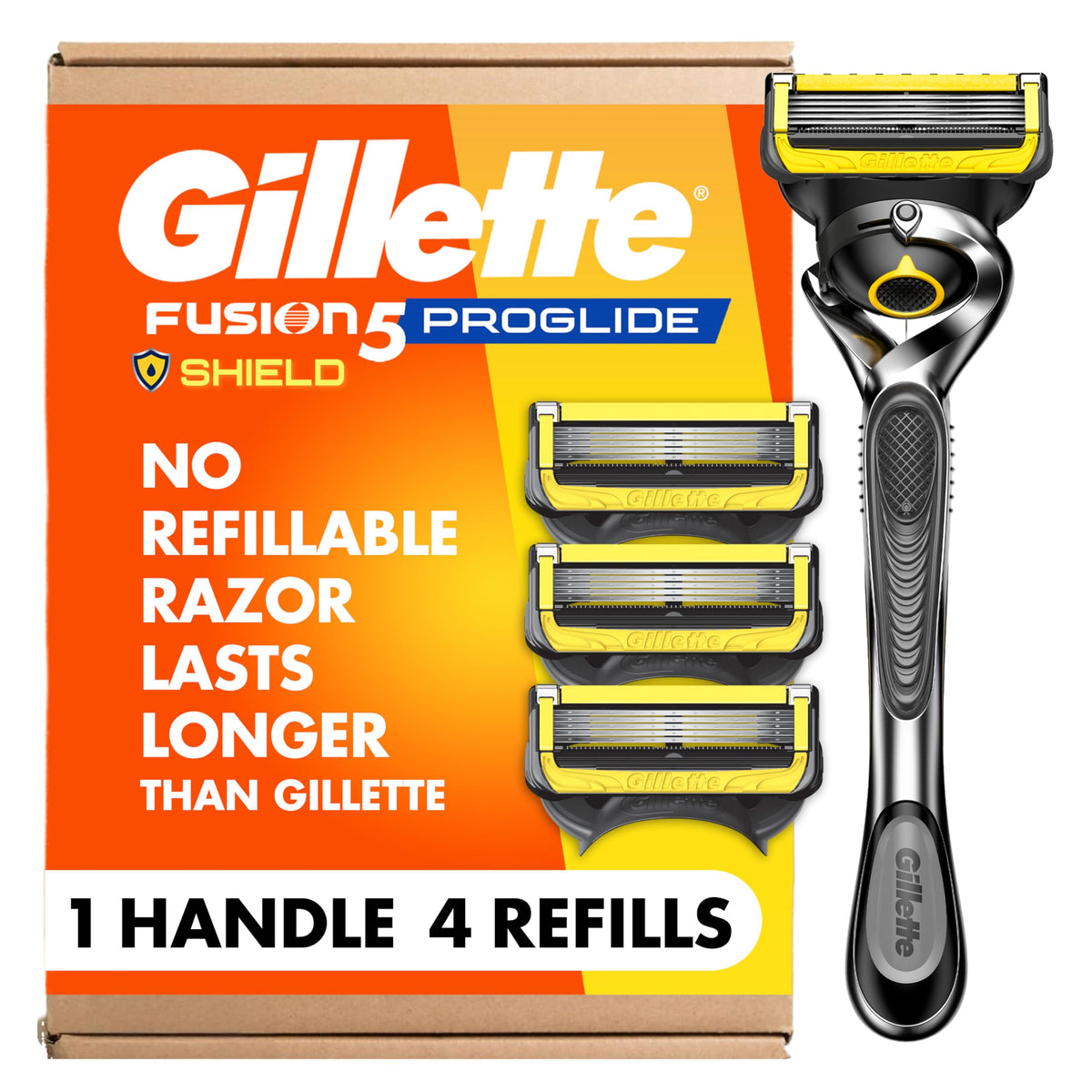 Gillette ProGlide Shield men's razor front view with 5 blades