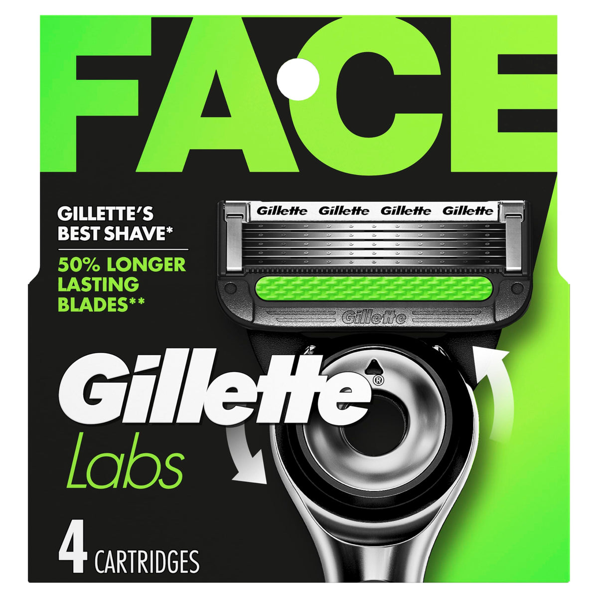 Gillette Razor Blade Shaving Refills 4 count packaging front view