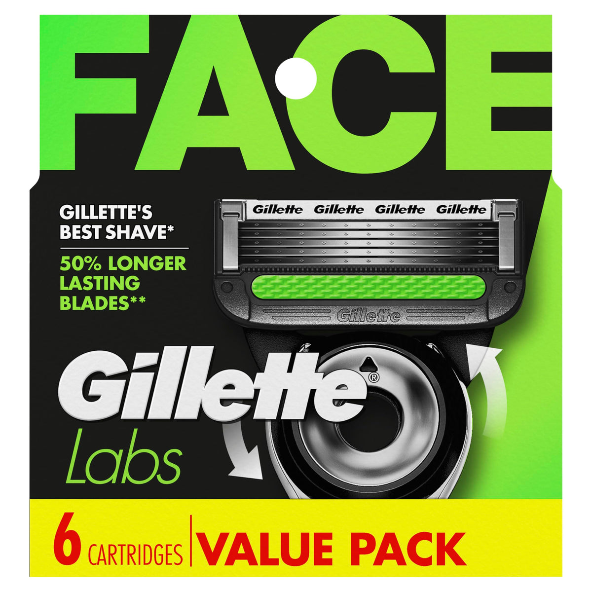 Gillette Razor Blade Shaving Refills 6 count packaging front view