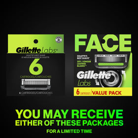 Gillette Razor Blade Shaving Refills showing blades and exfoliating bar