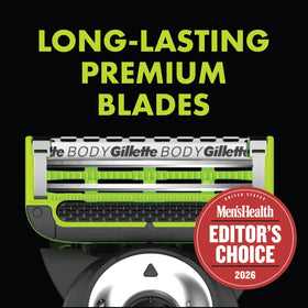 Gillette razor blades demonstrating easy rinsing feature