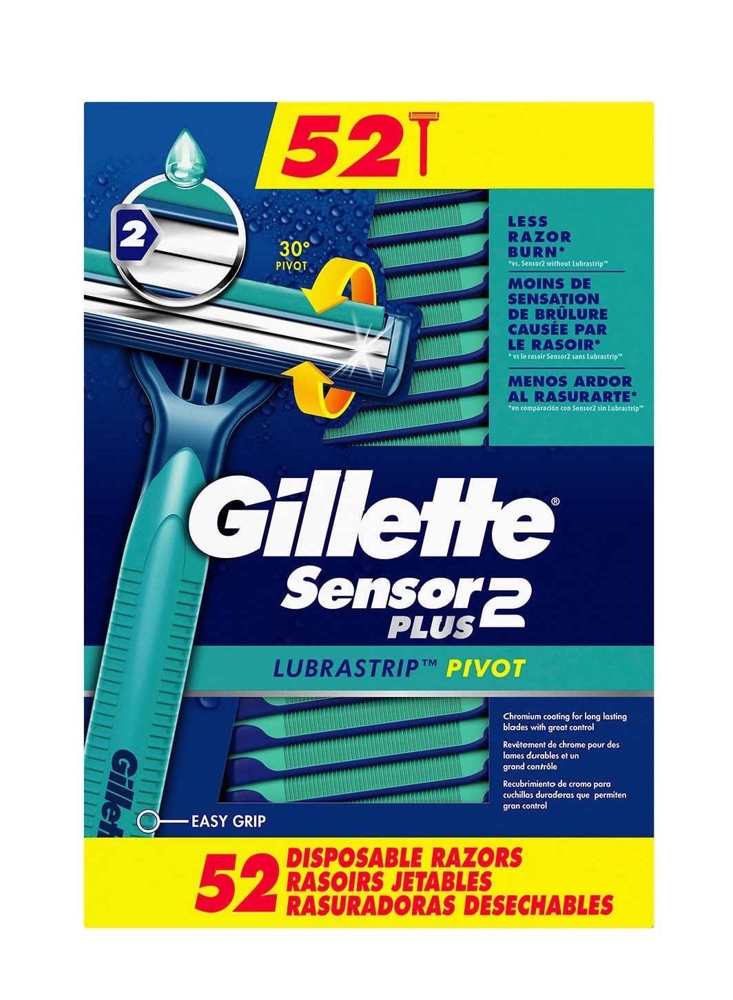 Gillette Sensor2 Plus Disposable Razor box containing 52 razors